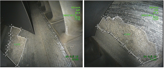 使用MViQ电子内窥镜测量烧蚀及涂层脱落等损伤的面积